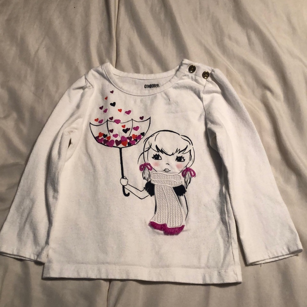 Gymboree, white long sleeve shirt, size 18-24 months